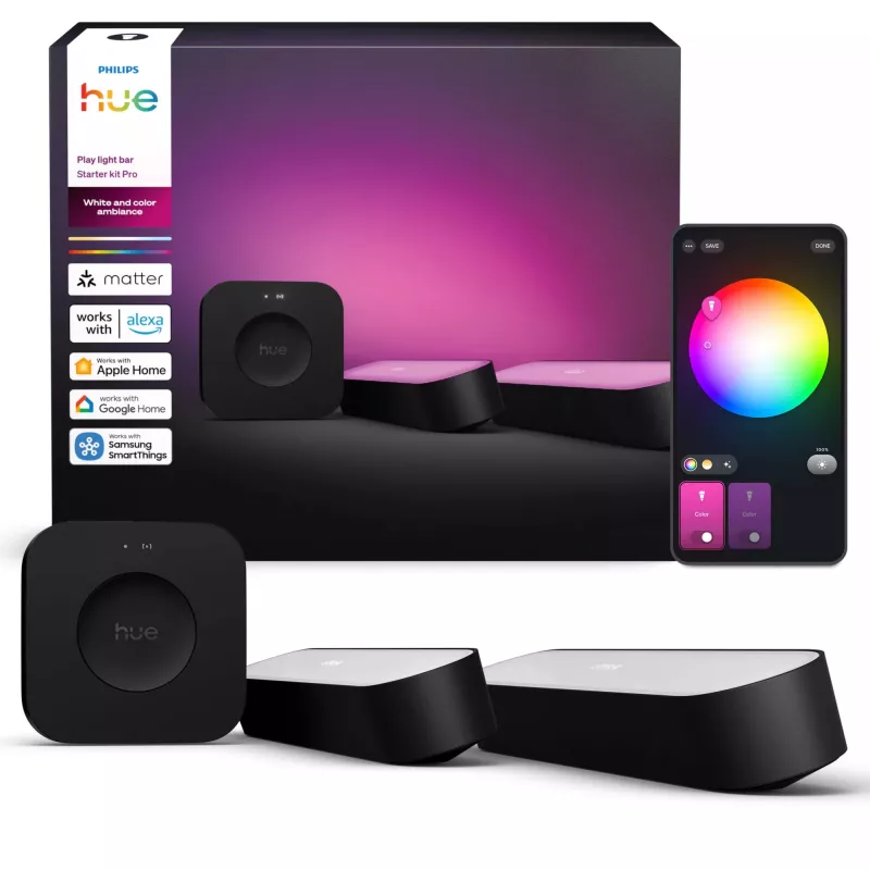 Philips Hue Play light bars Starter-Kit – 2 Play light bars + Hue Bridge Pro, Bluetooth, čierna, Type-C konektor