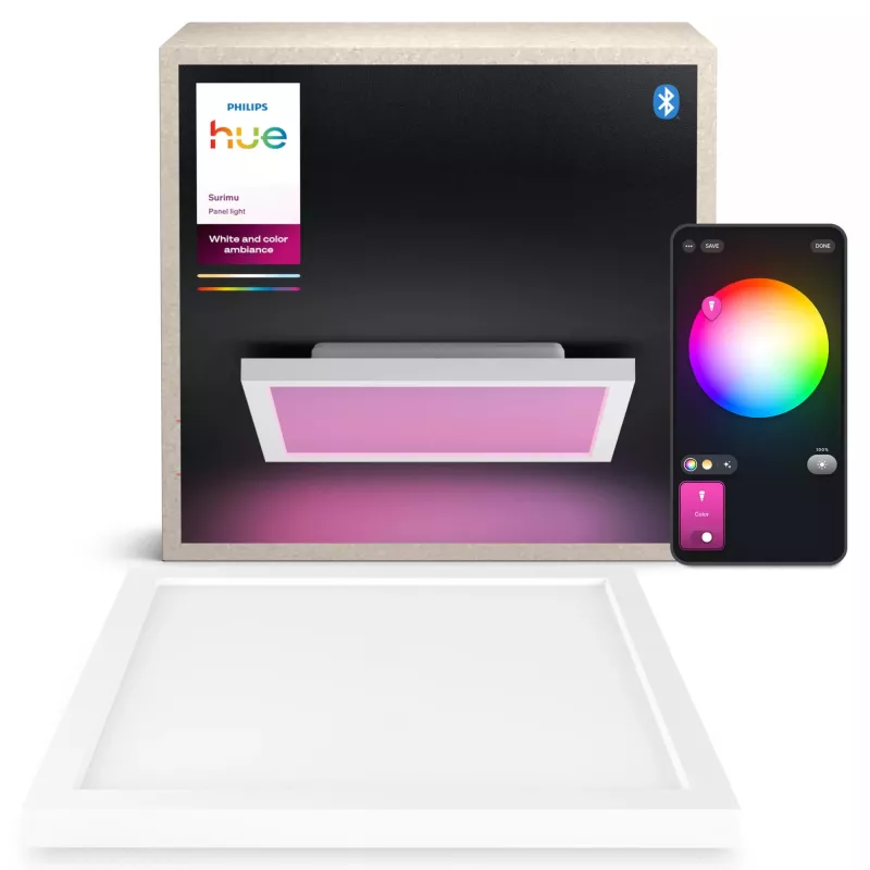 Philips Surimu Square Panel, Smart stropné svietidlo, Bluetooth/Zigbee, biela, hliník, Multi, 2000 K