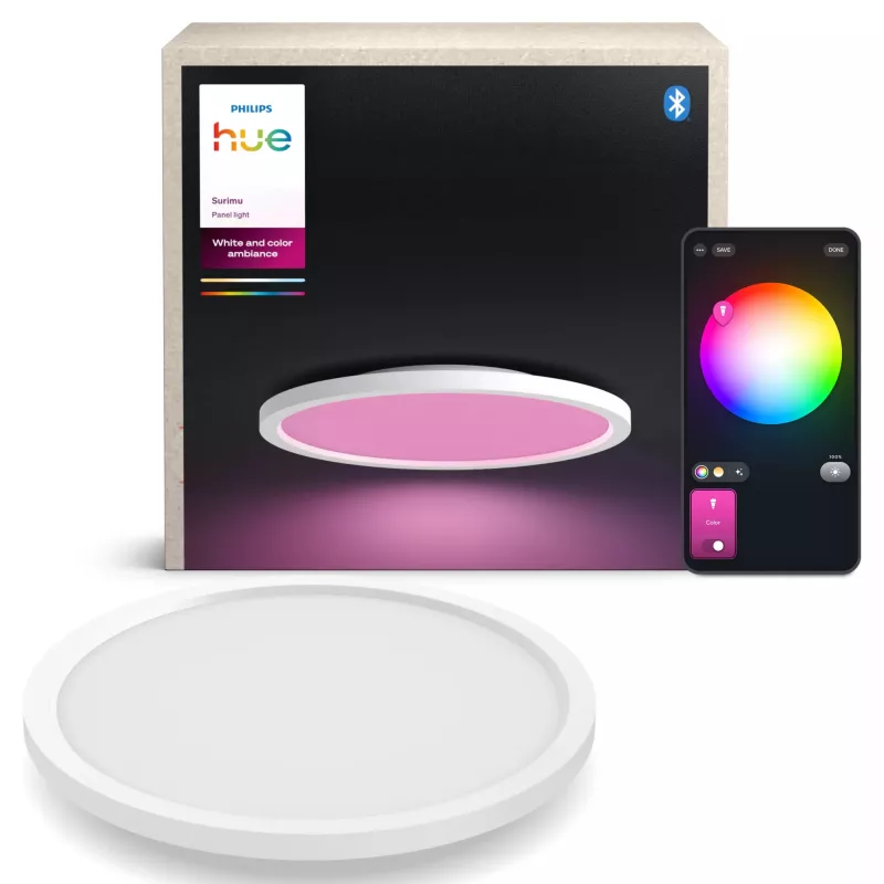 Philips Surimu Round Panel, Smart stropné svietidlo, Bluetooth/Zigbee, biela, hliník, Multi, 2000 K