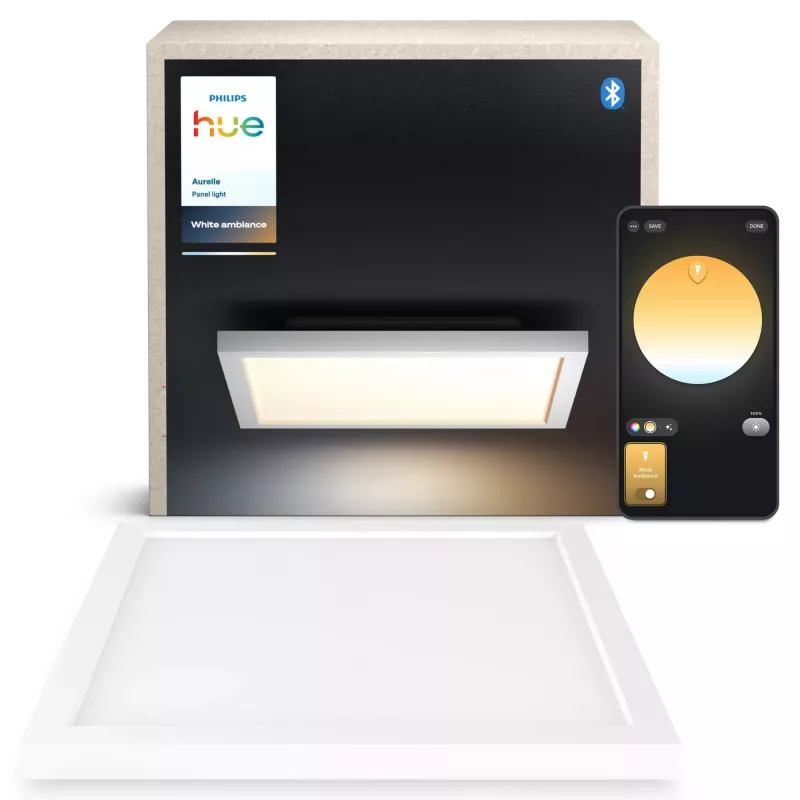 Philips Aurelle Square Panel Light, inteligentné stropné svietidlo, Bluetooth/Zigbee, biela, LED, hliník, variabilné
