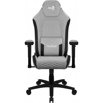 Univerzálna herná stolička AEROCOOL CROWNASHGR — sivá čalúnená sedacia časť/operadlo, 2D podrúčky, oceľový rám, plynová pružina triedy 4, max. hmotnosť používateľa 150 kg