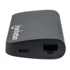 Manhattan USB-C dock/hub s čítačkou kariet, konektory (x5): Ethernet, USB-A (3) a USB-C, 5 Gbit/s (USB 3.2 Gen1 alias USB 3.0), s Power Delivery (100W) na USB-C konektor (poznámka: vyžaduje sa dodatočný USB-C napájací zdroj a USB-C kábel), univerzálny pre všetky zariadenia, hliník
