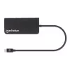 Manhattan USB-C dock/hub s čítačkou kariet, konektory (x5): Ethernet, USB-A (3) a USB-C, 5 Gbit/s (USB 3.2 Gen1 alias USB 3.0), s Power Delivery (100W) na USB-C konektor (poznámka: vyžaduje sa dodatočný USB-C napájací zdroj a USB-C kábel), univerzálny pre všetky zariadenia, hliník