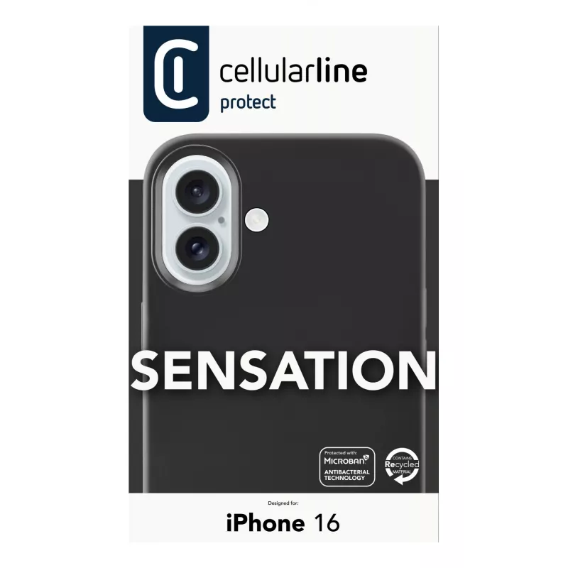 Cellularline Sensation – puzdro na iPhone 16 zo soft-touch silikónu, kryt, Apple, iPhone 16, 15,5 cm (6,1
