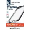 Cellularline Tetra Force Strong Guard – iPhone 16e ultra elastické, nárazuvzdorné ochranné puzdro s integrovanou antibakteriálnou Microban® technológiou