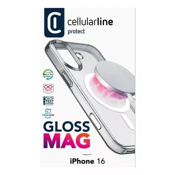 Cellularline Gloss Mag – iPhone 16 magnetické puzdro na nabíjanie a upevnenie na MagSafe nabíjačke