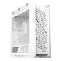 PC skriňa ASUS ROG Strix Helios II Midi Tower biela — podporuje EATX/ATX/Micro-ATX/Mini-ITX, 3x140mm predné + 1x140mm zadné, 2×3,5 palcové + 4×2,5 palcové pozície, tvrdené sklo
