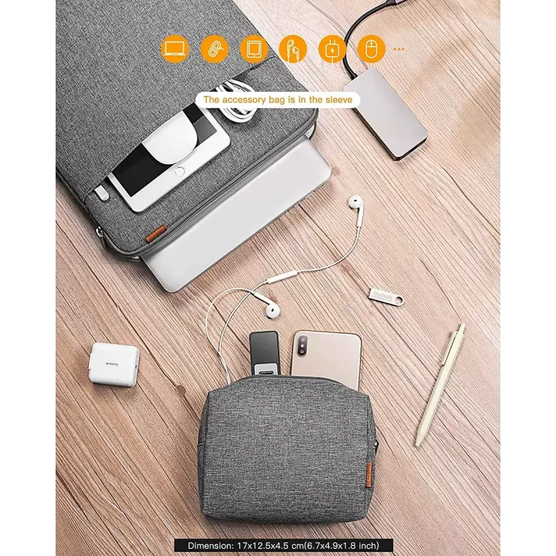 Inateck LB01006/S1 taška na notebook s puzdrom na príslušenstvo, 13,3 palca, sivá