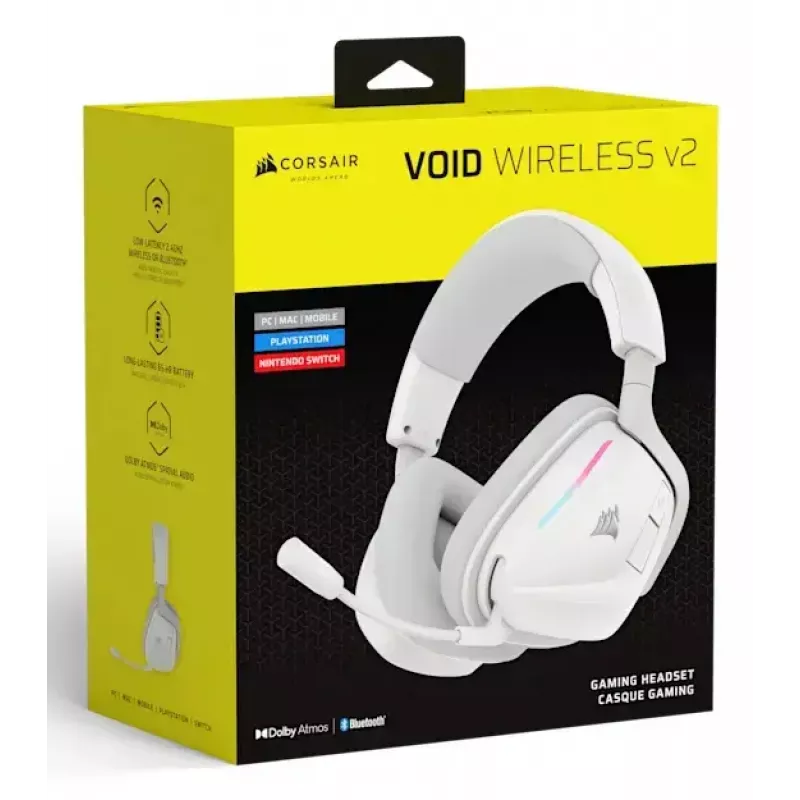Headset Corsair VOID WIRELESS v2 káblový & bezdrôtový Bluetooth biely