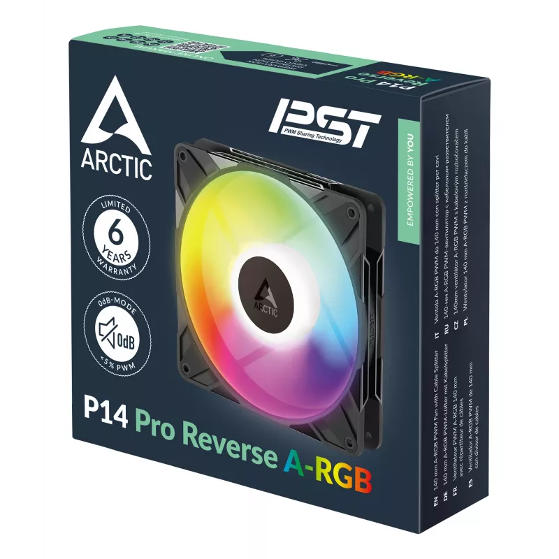 ARCTIC Freezer P14 Pro Reverse A-RGB - 3-balík - 140 mm A-RGB PWM ventilátor s káblovým rozdeľovačom
