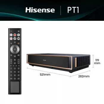 Projektor HISENSE PT1 3D Smart-TV, natívne 16:9, Wi‑Fi & Ethernet, HDR (HLG), HDMI 2.0/2.1, čierna