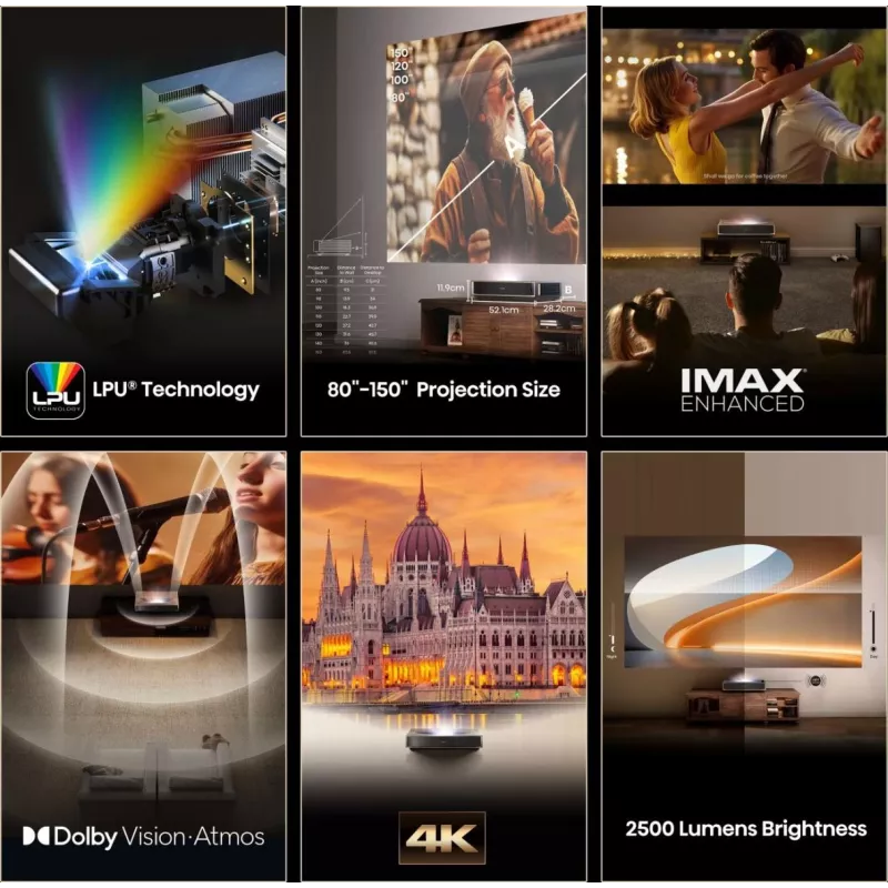 Projektor HISENSE PT1 3D Smart-TV, natívne 16:9, Wi‑Fi & Ethernet, HDR (HLG), HDMI 2.0/2.1, čierny