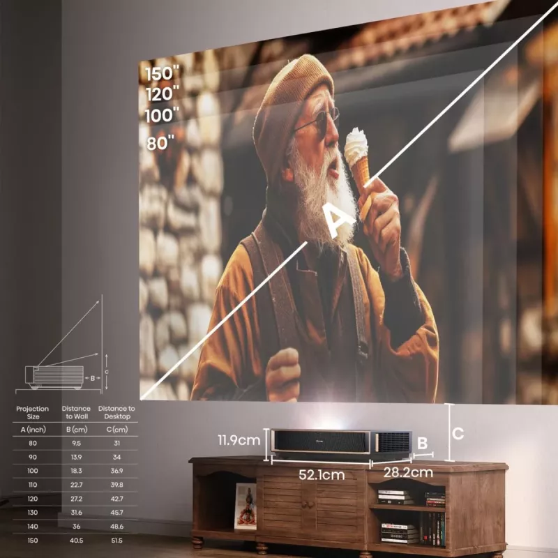 Projektor HISENSE PT1 3D Smart-TV, natívne 16:9, Wi‑Fi & Ethernet, HDR (HLG), HDMI 2.0/2.1, čierny