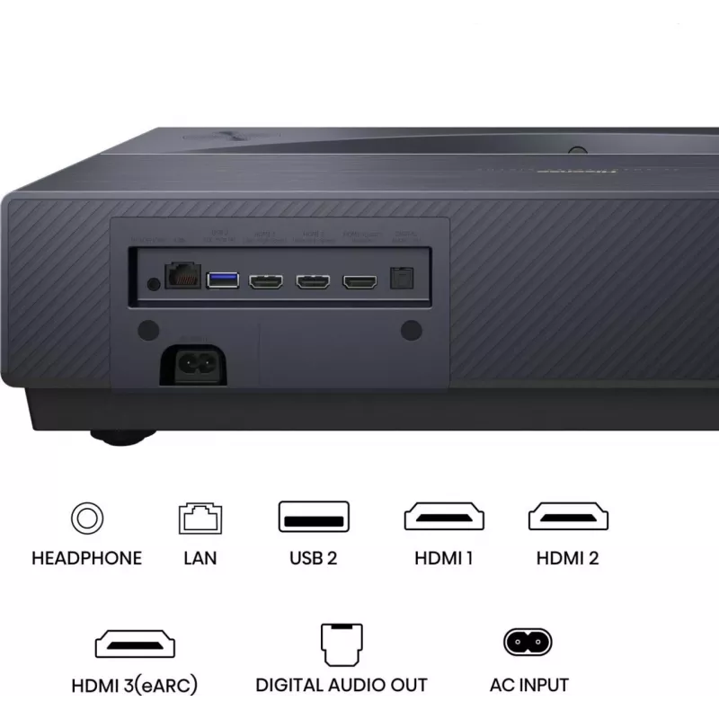 Projektor HISENSE PT1 3D Smart-TV, natívne 16:9, Wi‑Fi & Ethernet, HDR (HLG), HDMI 2.0/2.1, čierny