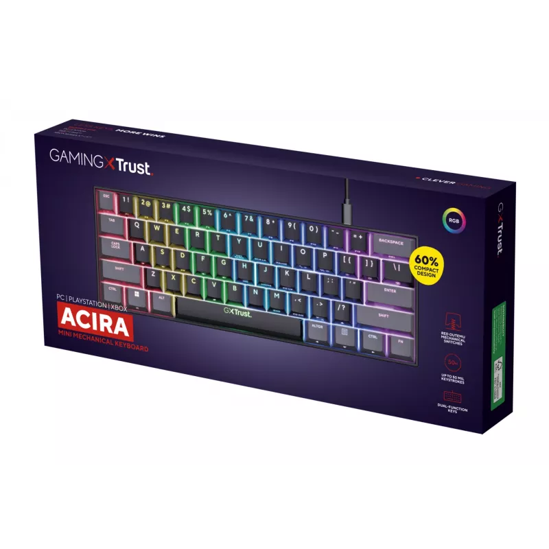 Trust GXT 867 Acira klávesnica gaming USB QWERTY US-anglická čierna