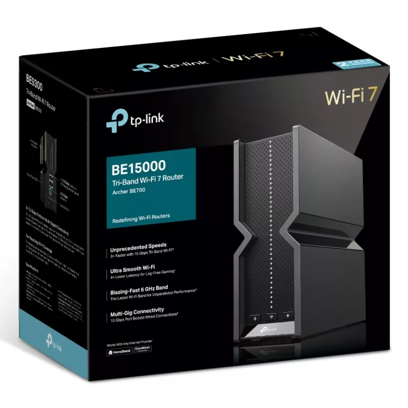 TP-Link Archer BE700 WLAN router Multi-Gigabit Ethernet Tri-Band (2,4 GHz / 5 GHz / 6 GHz) čierny