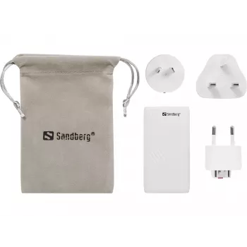Sandberg 4in1 TravelCharger 65W biela, interiérová, AC, 20 V, biela