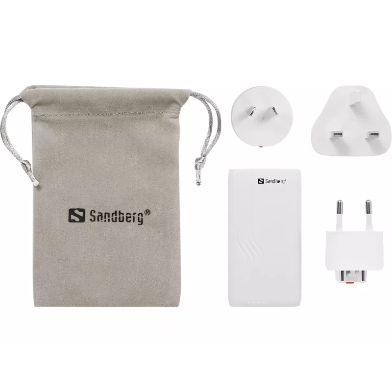 Sandberg 4in1 TravelCharger 65W biela, interiérová, AC, 20 V, biela