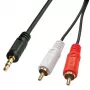 Lindy 3m Premium Phono na 3,5-mm kábel, 2 x RCA, konektor samec, 3,5 mm, konektor samec, 3 m, čierny