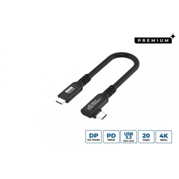 USB-C na USB-C kábel MicroConnect USB3.2CC015-A, USB 3.2 Gen 2x2, 20 Gbit/s, 0,15 m, čierny