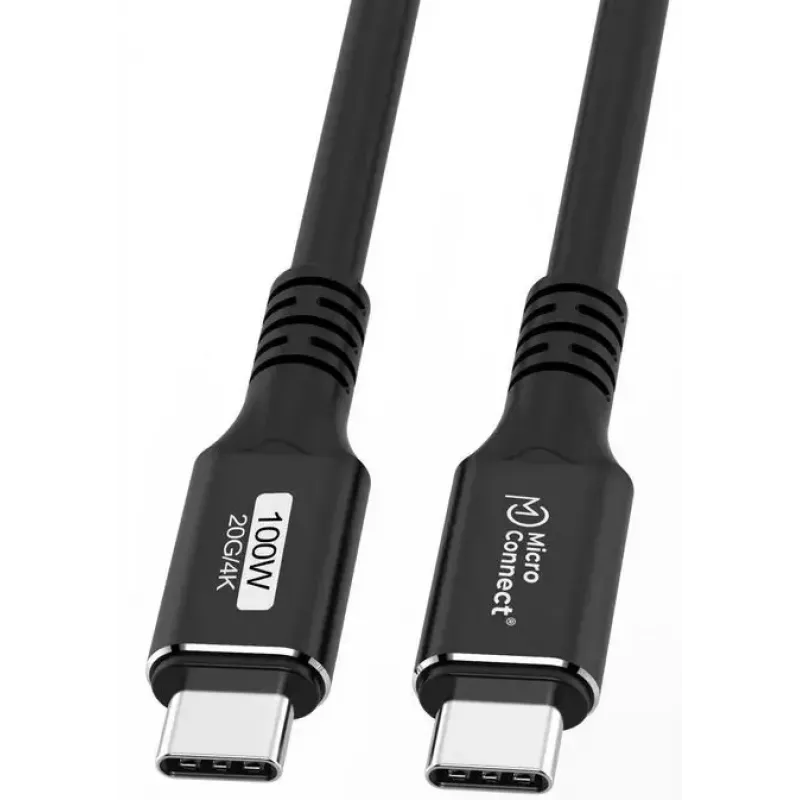 USB-C na USB-C kábel MicroConnect USB3.2CC015 – USB 3.2 Gen 2x2, 0,15 m, čierny