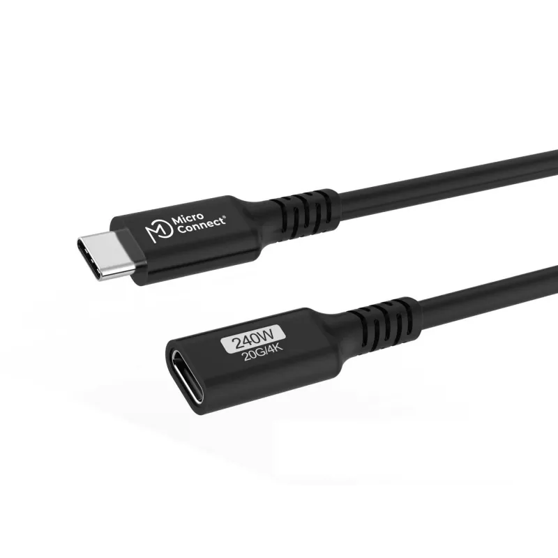 USB-C na USB-C kábel MicroConnect USB3.2CC015EX, USB 3.2 Gen 2x2, 0,15 m, čierny