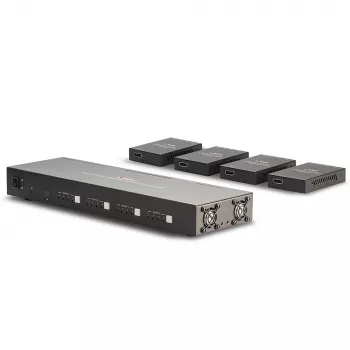 Lindy 70m Cat.6 4x4 HDMI 4K60 Matrix Extender, 3840 x 2160 pixelov, AV vysielač a prijímač, 70 m, káblové, čierne, HDCP