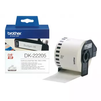 Nekonečná etiketa Brother DK22205 čierna na bielom 6,2 cm x 30,48 m
