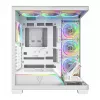 PC skriňa MODECOM VOLCANO STELLAR PLUS ARGB MIDI 8F biela — Mid-Tower, ATX, tvrdené sklo, ARGB osvetlenie, 8 ventilátorov, GPU do 42 cm