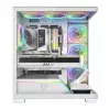 PC skriňa MODECOM VOLCANO STELLAR PLUS ARGB MIDI 8F biela — Mid-Tower, ATX, tvrdené sklo, ARGB osvetlenie, 8 ventilátorov, GPU do 42 cm