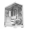 PC skriňa MODECOM VOLCANO STELLAR PLUS ARGB MIDI 8F biela — Mid-Tower, ATX, tvrdené sklo, ARGB osvetlenie, 8 ventilátorov, GPU do 42 cm