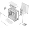 PC skriňa MODECOM VOLCANO STELLAR PLUS ARGB MIDI 8F biela — Mid-Tower, ATX, tvrdené sklo, ARGB osvetlenie, 8 ventilátorov, GPU do 42 cm