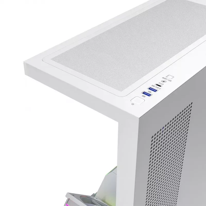 PC skriňa MODECOM VOLCANO STELLAR PLUS ARGB MIDI 8F biela — Mid-Tower, ATX, tvrdené sklo, ARGB osvetlenie, 8 ventilátorov, GPU do 42 cm