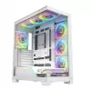 PC skriňa MODECOM VOLCANO STELLAR PLUS ARGB MIDI 8F biela — Mid-Tower, ATX, tvrdené sklo, ARGB osvetlenie, 8 ventilátorov, GPU do 42 cm