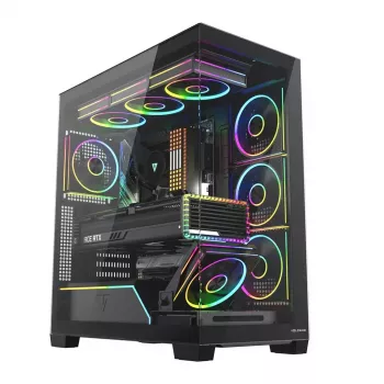 PC skriňa Mid-Tower MODECOM VOLCANO STELLAR PLUS ARGB MIDI, 5 predných ventilátorov, tvrdené sklo, USB-C