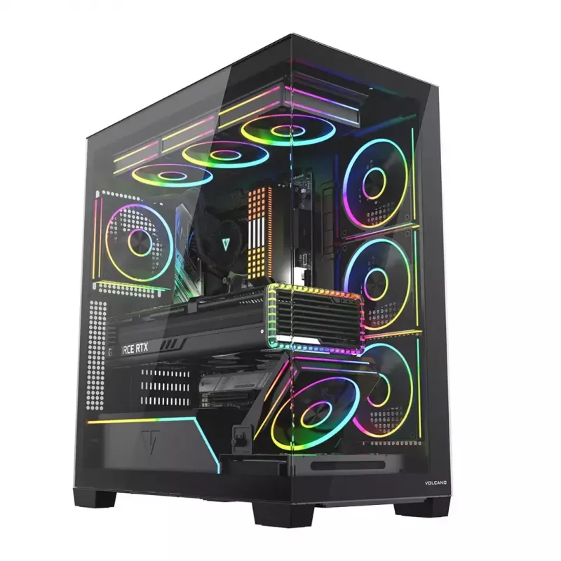 PC skriňa Mid-Tower MODECOM VOLCANO STELLAR PLUS ARGB MIDI, 5 predných ventilátorov, tvrdené sklo, USB-C