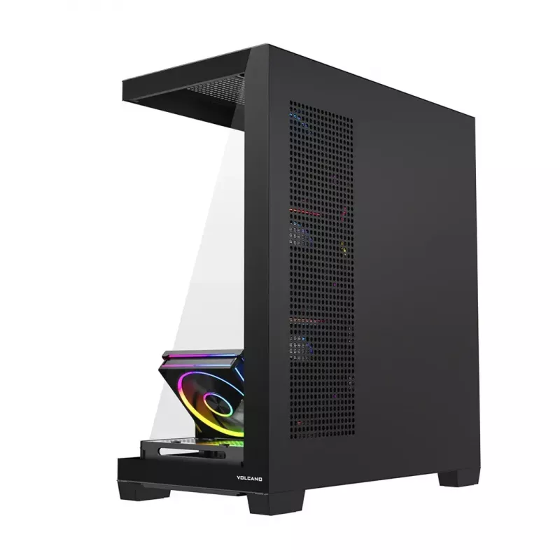 PC skriňa Mid-Tower MODECOM VOLCANO STELLAR PLUS ARGB MIDI, 5 predných ventilátorov, tvrdené sklo, USB-C