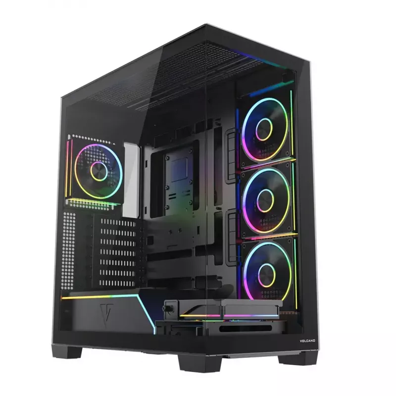 PC skriňa Mid-Tower MODECOM VOLCANO STELLAR PLUS ARGB MIDI, 5 predných ventilátorov, tvrdené sklo, USB-C