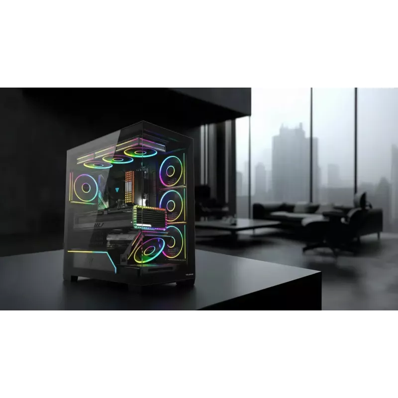 PC skriňa Mid-Tower MODECOM VOLCANO STELLAR PLUS ARGB MIDI, 5 predných ventilátorov, tvrdené sklo, USB-C