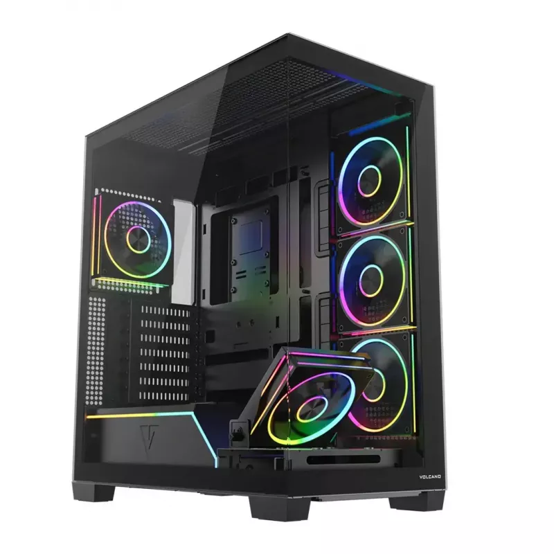 PC skriňa Mid-Tower MODECOM VOLCANO STELLAR PLUS ARGB MIDI, 5 predných ventilátorov, tvrdené sklo, USB-C