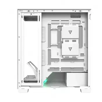 PC skriňa MODECOM VOLCANO STELLAR PLUS MIDI biela — Midi Tower, microATX, tvrdené sklo, USB-C, podporuje GPU 420 mm