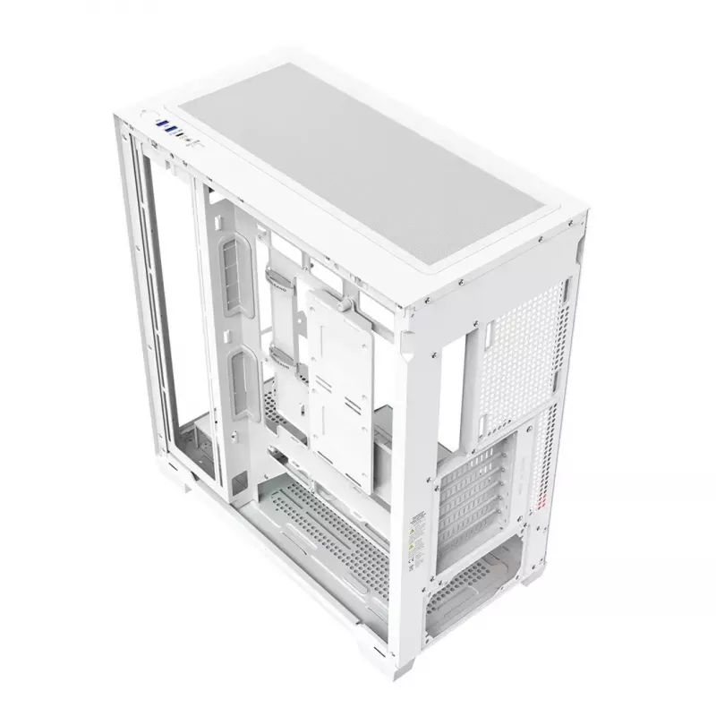 PC skriňa MODECOM VOLCANO STELLAR PLUS MIDI biela — Midi Tower, microATX, tvrdené sklo, USB-C, podporuje GPU 420 mm