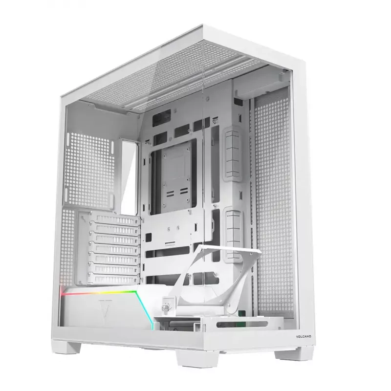 PC skriňa MODECOM VOLCANO STELLAR PLUS MIDI biela — Midi Tower, microATX, tvrdené sklo, USB-C, podporuje GPU 420 mm