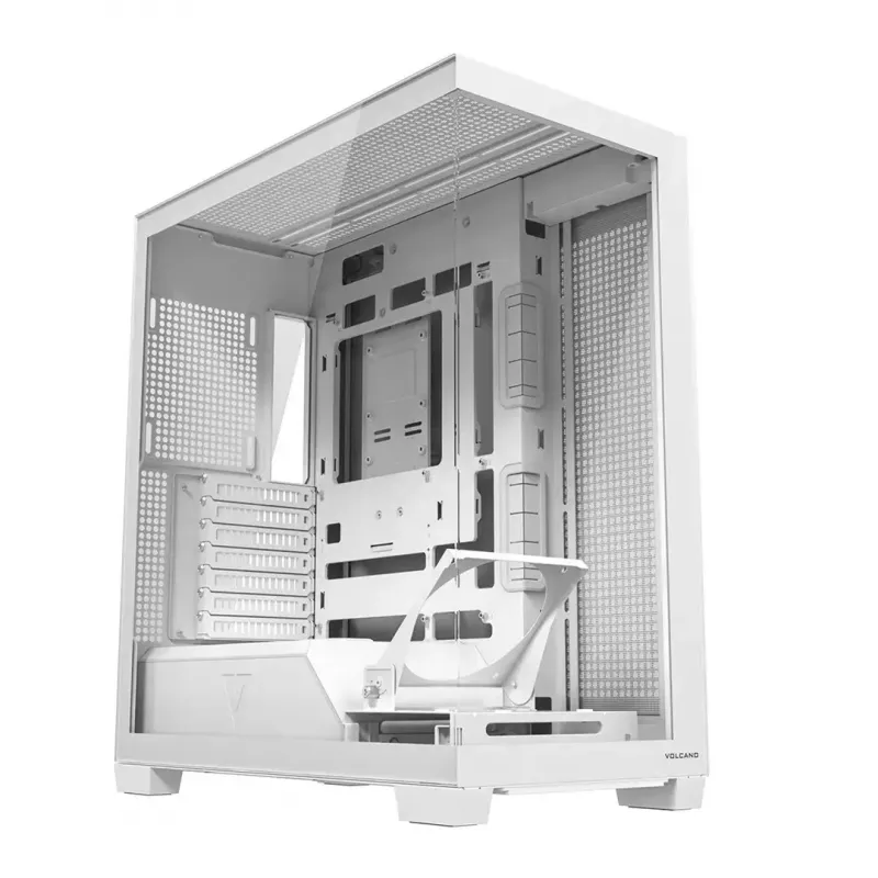 PC skriňa MODECOM VOLCANO STELLAR PLUS MIDI biela — Midi Tower, microATX, tvrdené sklo, USB-C, podporuje GPU 420 mm