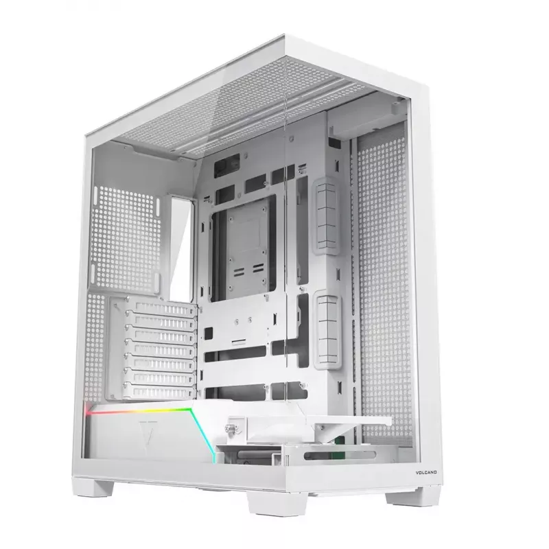 PC skriňa MODECOM VOLCANO STELLAR PLUS MIDI biela — Midi Tower, microATX, tvrdené sklo, USB-C, podporuje GPU 420 mm