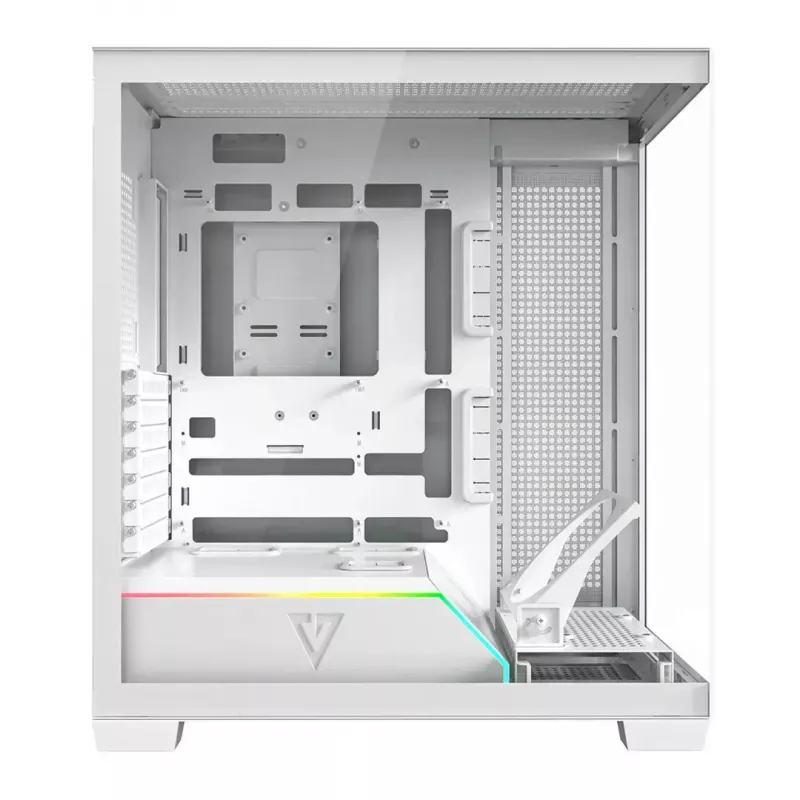 PC skriňa MODECOM VOLCANO STELLAR PLUS MIDI biela — Midi Tower, microATX, tvrdené sklo, USB-C, podporuje GPU 420 mm