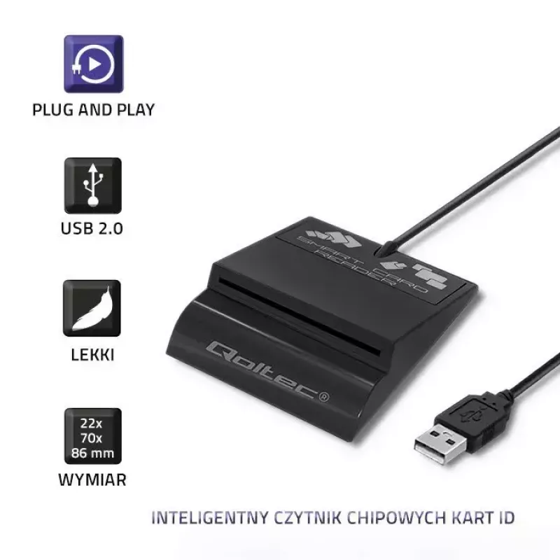Čítačka kariet QOLTEC Smart ID Card Reader Intelligenst model 50636 USB Type-C