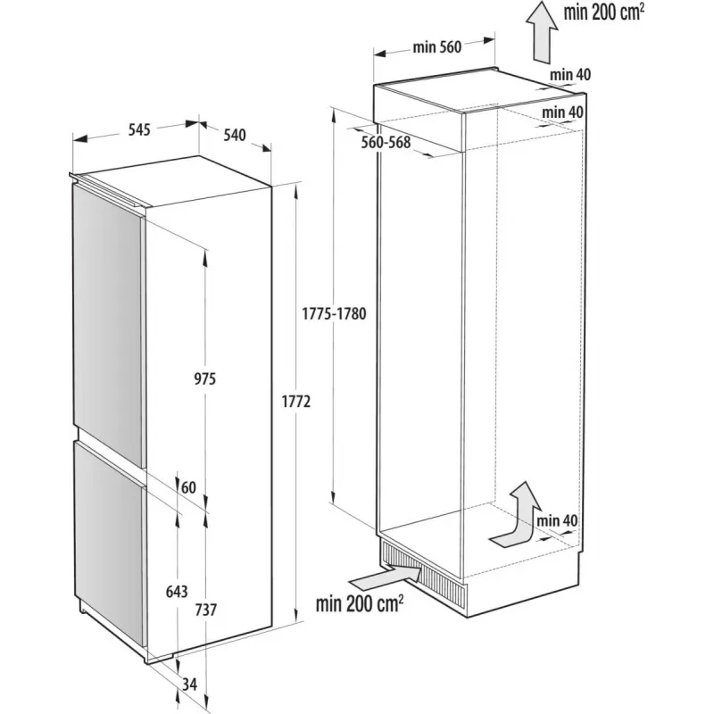 Gorenje NRKI517E41 vstavaná chladnička 252 L biela