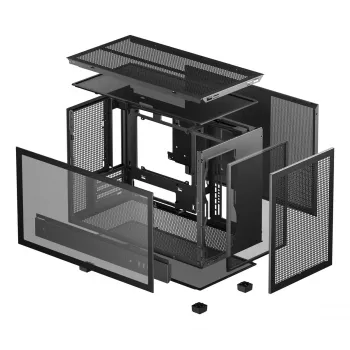 PC skriňa DeepCool CH260 Micro Tower čierna — Micro-ATX/Mini-ITX, tvrdené sklo, USB-C, max. GPU 413 mm