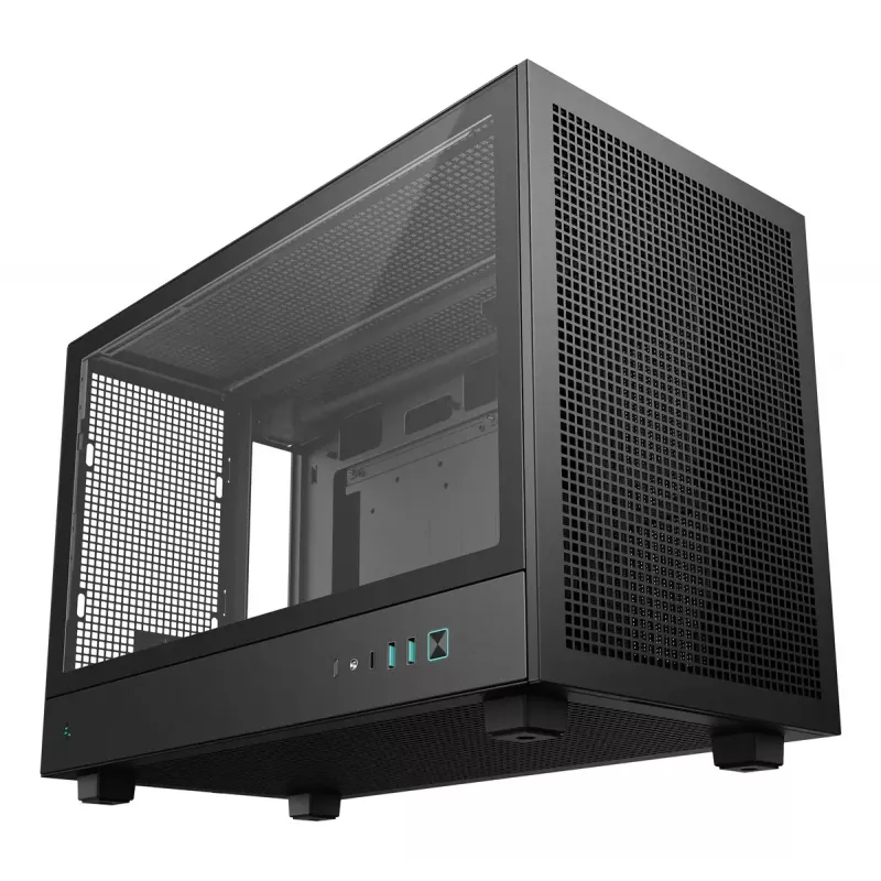 PC skriňa DeepCool CH260 Micro Tower čierna — Micro-ATX/Mini-ITX, tvrdené sklo, USB-C, max. GPU 413 mm